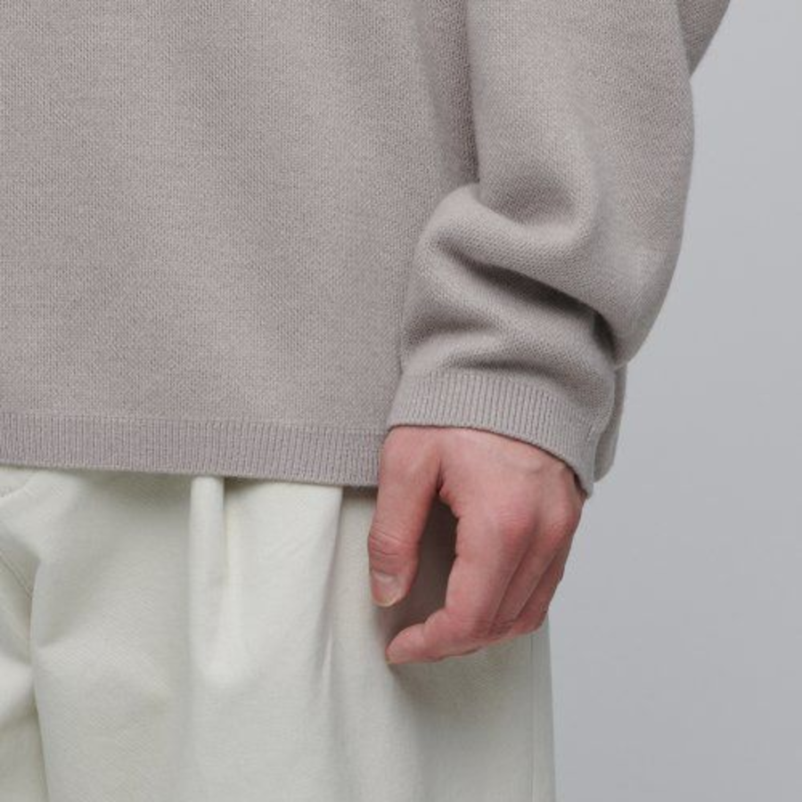 Minimal Oversized Crew Neck Knit [Mushroom]