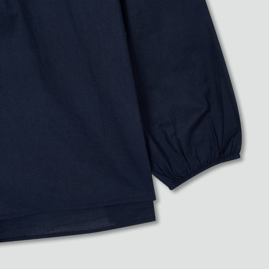 JAJU Pure Cotton Long-Sleeve Pajama Shirt (Navy) — классика уюта из натурального хлопка