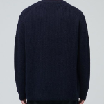 Lambswool Ribbed V-Neck Knit [Navy]