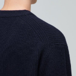 Lambswool Ribbed V-Neck Knit [Navy]