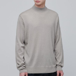 Merino Wool Blend High-Gauge Mock Neck Knit [Mushroom]