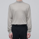 Merino Wool Blend High-Gauge Mock Neck Knit [Mushroom]