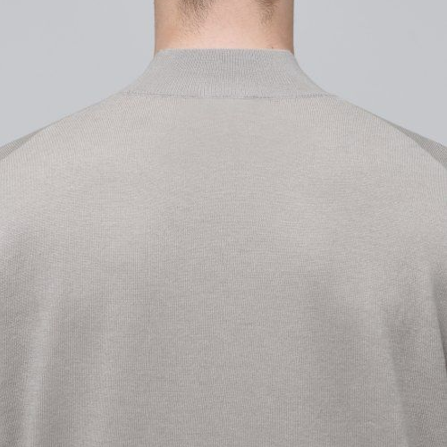 Merino Wool Blend High-Gauge Mock Neck Knit [Mushroom]