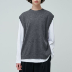 Lambswool Crew Neck Knit Vest [Medium Gray]