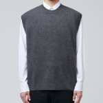 Lambswool Crew Neck Knit Vest [Medium Gray]