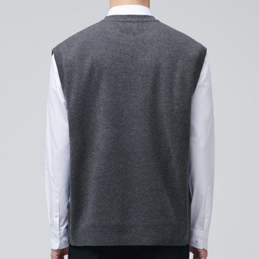 Lambswool Crew Neck Knit Vest [Medium Gray]