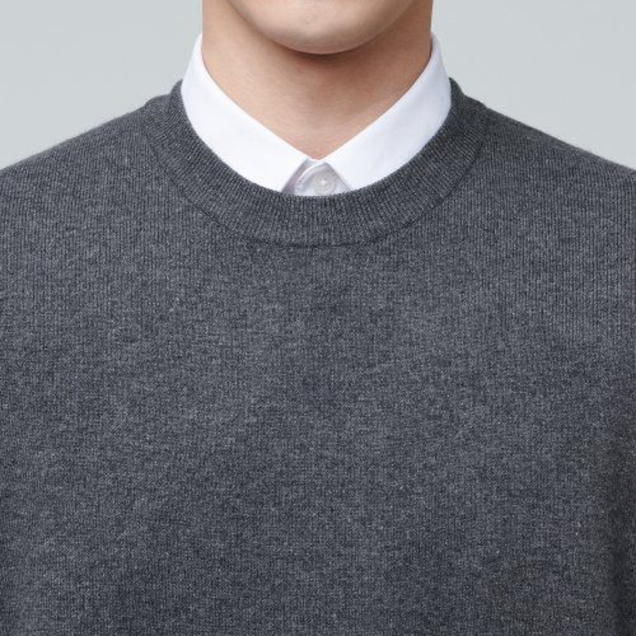 Lambswool Crew Neck Knit Vest [Medium Gray]