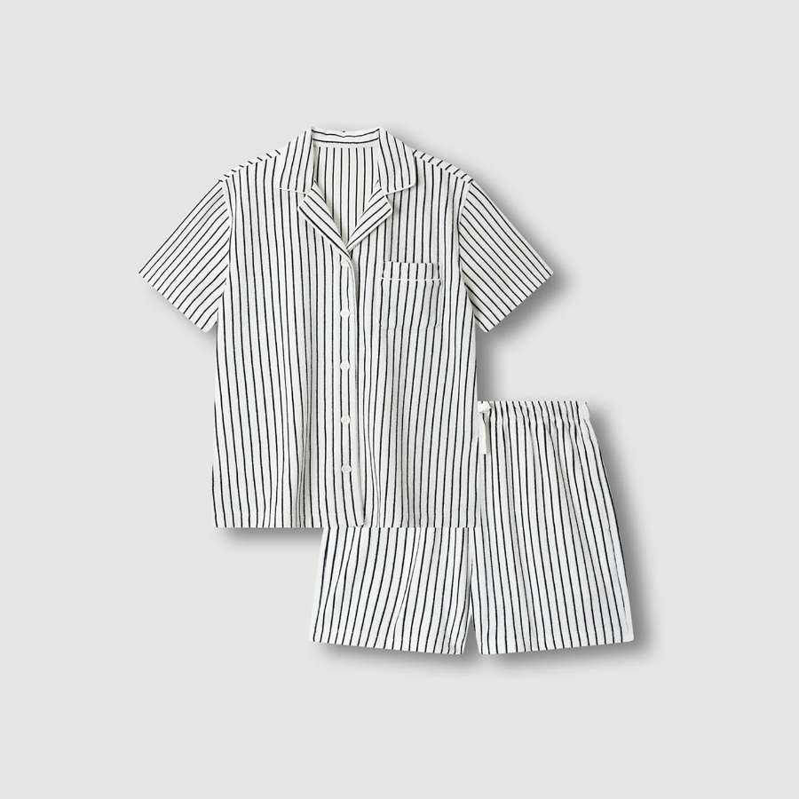 JAJU Terry Short-Sleeve 3-Piece Pajama Set (Off White) — мягкость махры и лёгкость полного комфорта