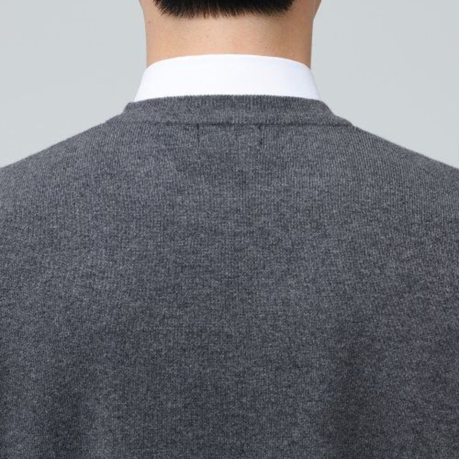 Lambswool Crew Neck Knit Vest [Medium Gray]