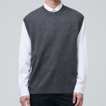 Lambswool Crew Neck Knit Vest [Medium Gray]
