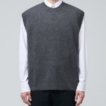Lambswool Crew Neck Knit Vest [Medium Gray]