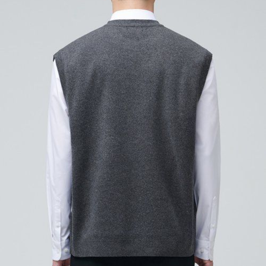 Lambswool Crew Neck Knit Vest [Medium Gray]