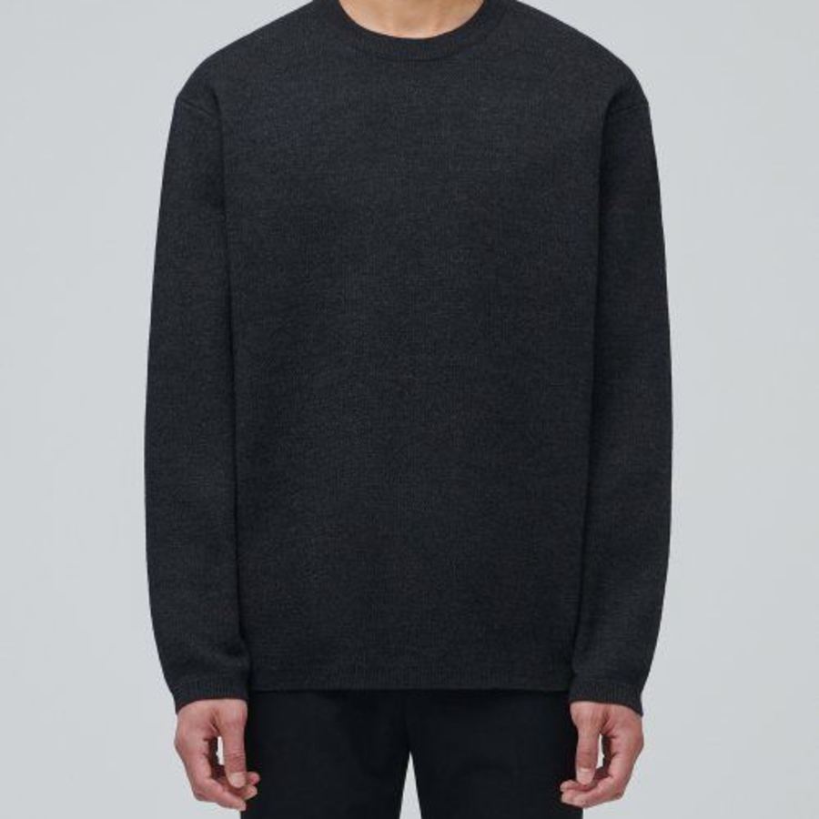 Minimal Crew Neck Knit [Charcoal Gray]