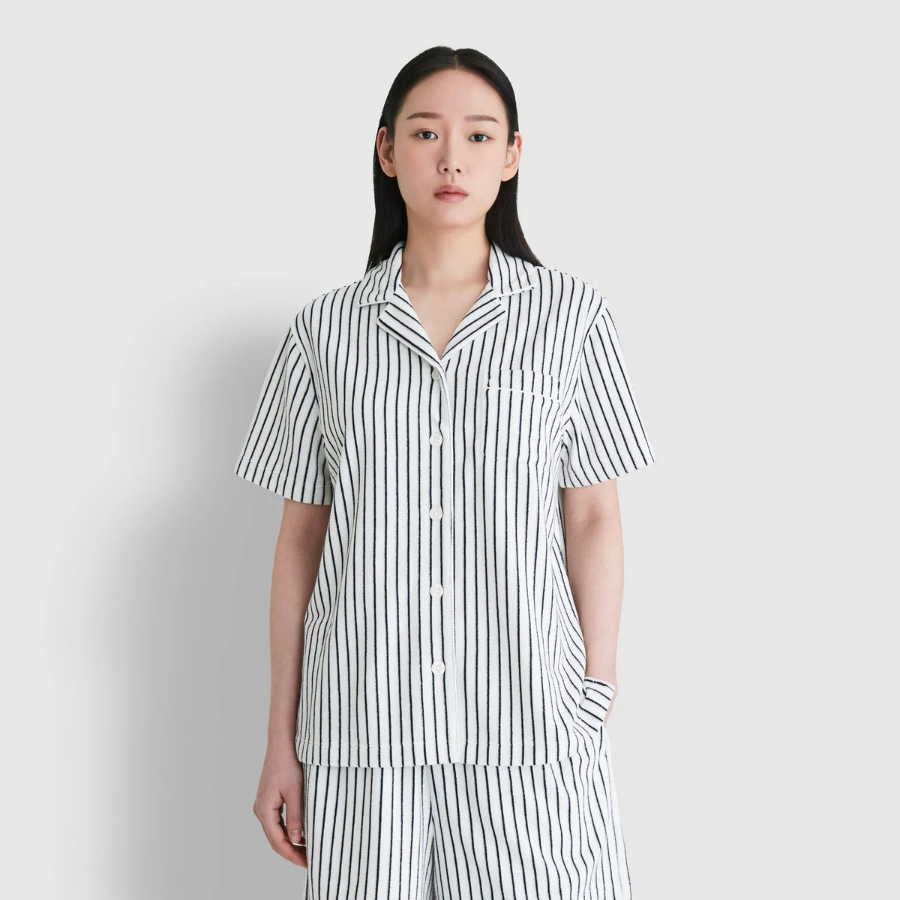JAJU Terry Short-Sleeve 3-Piece Pajama Set (Off White) — мягкость махры и лёгкость полного комфорта