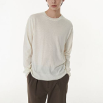 Merino Wool Blend High Gauge Crew Neck Knit [Ivory]