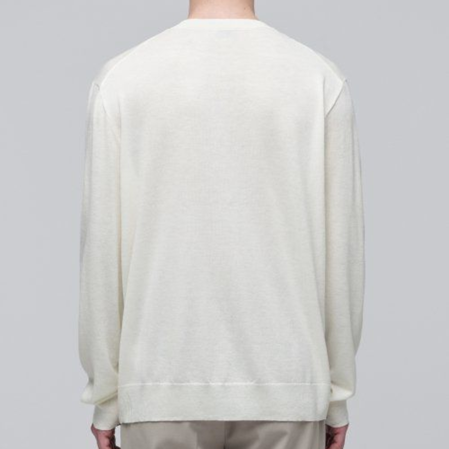 Merino Wool Blend High Gauge Crew Neck Knit [Ivory]