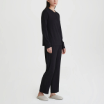 JAJU Soft Rib Henley Neck Lounge T-Shirt (Black) — уют и эластичность для дома и отдыха