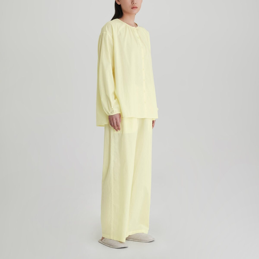 JAJU Pure Cotton Long-Sleeve Pajama Shirt (Yellow) — лёгкость хлопка и домашний уют