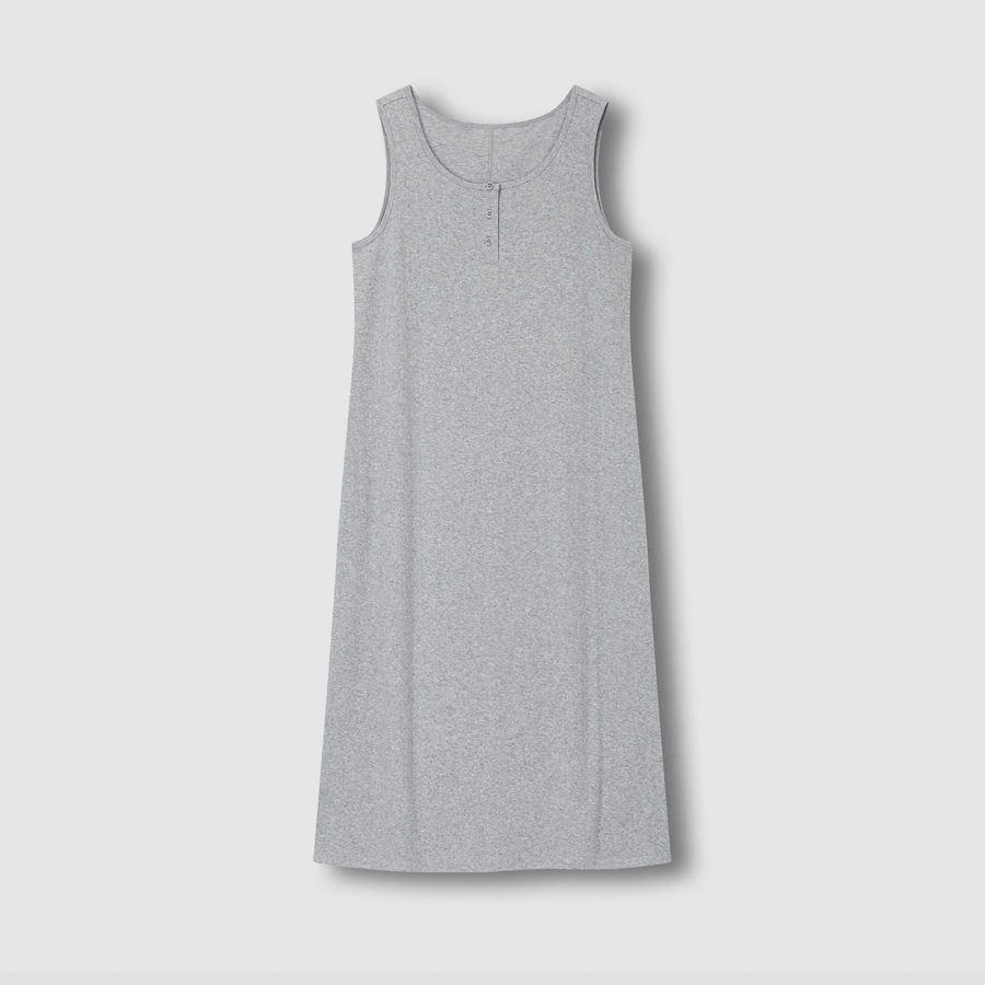 JAJU Pointelle Sleeveless Lounge Dress (Melange Grey) — дышащая нежность и расслабляющий крой
