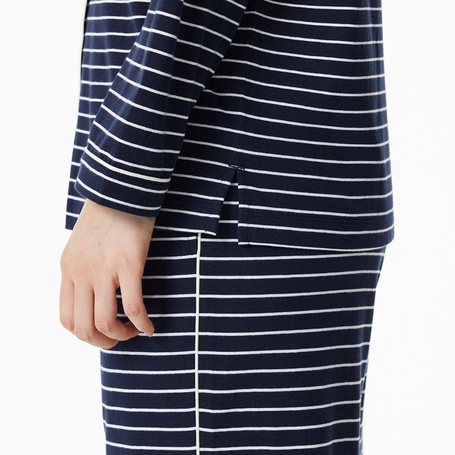 JAJU Smart Cotton 10-Length Pajama Set (Navy) — глубокий цвет и натуральный комфорт для ночного отдыха