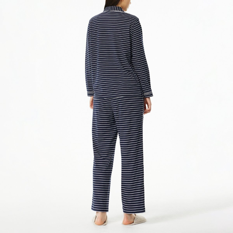 JAJU Smart Cotton 10-Length Pajama Set (Navy) — глубокий цвет и натуральный комфорт для ночного отдыха