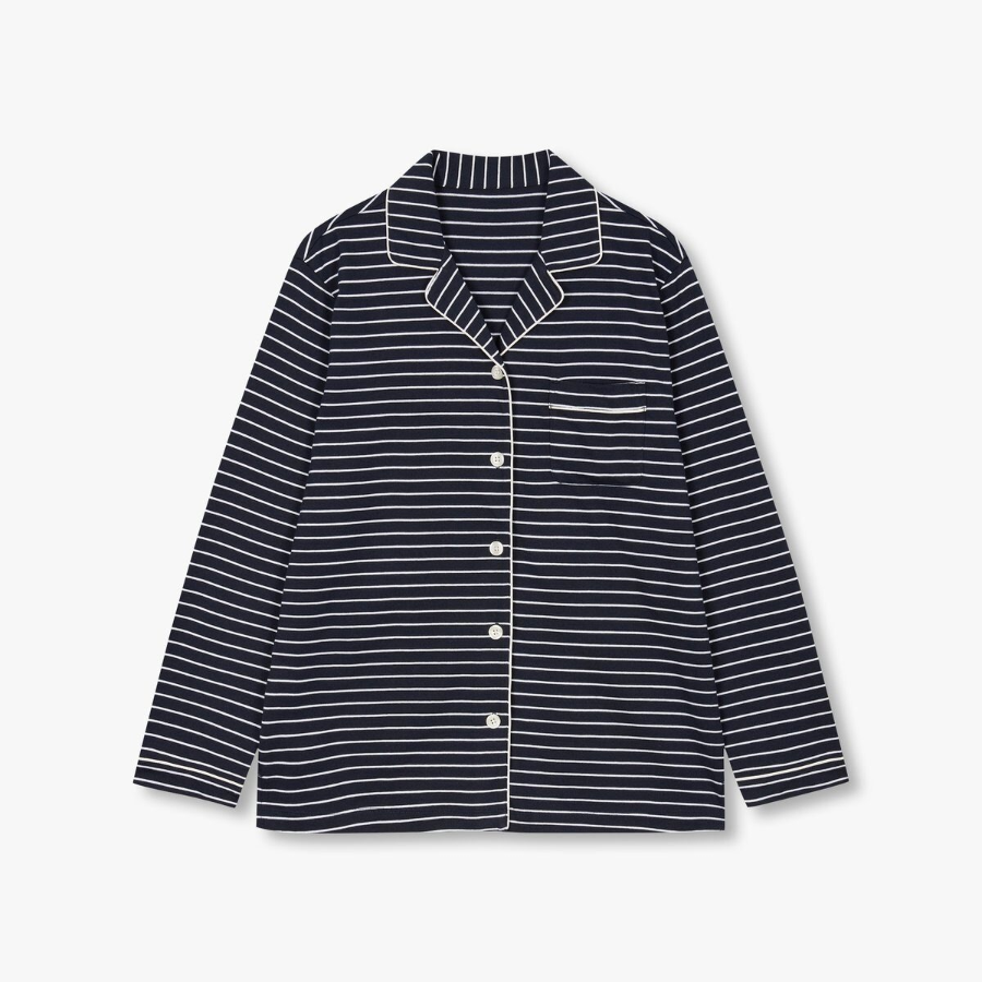 JAJU Smart Cotton 10-Length Pajama Set (Navy) — глубокий цвет и натуральный комфорт для ночного отдыха