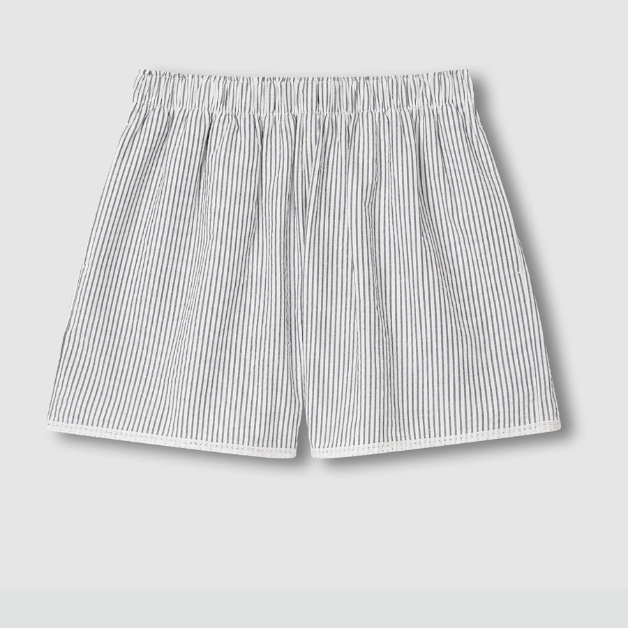 JAJU Seersucker Shirring 3-Length Pajama Shorts (Light Navy) — прохлада, лёгкость и удобство в одном