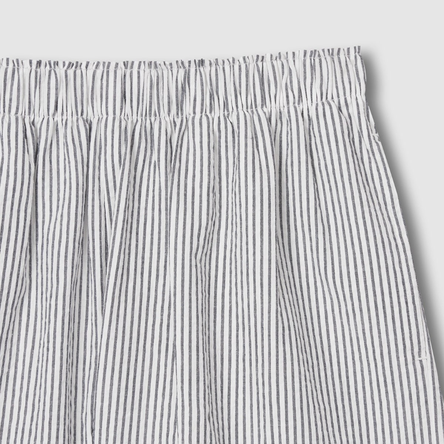 JAJU Seersucker Shirring 3-Length Pajama Shorts (Light Navy) — прохлада, лёгкость и удобство в одном