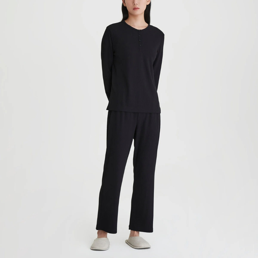 JAJU Soft Rib Bootcut Lounge Pants (Black) — эластичность, стиль и комфорт в домашнем образе