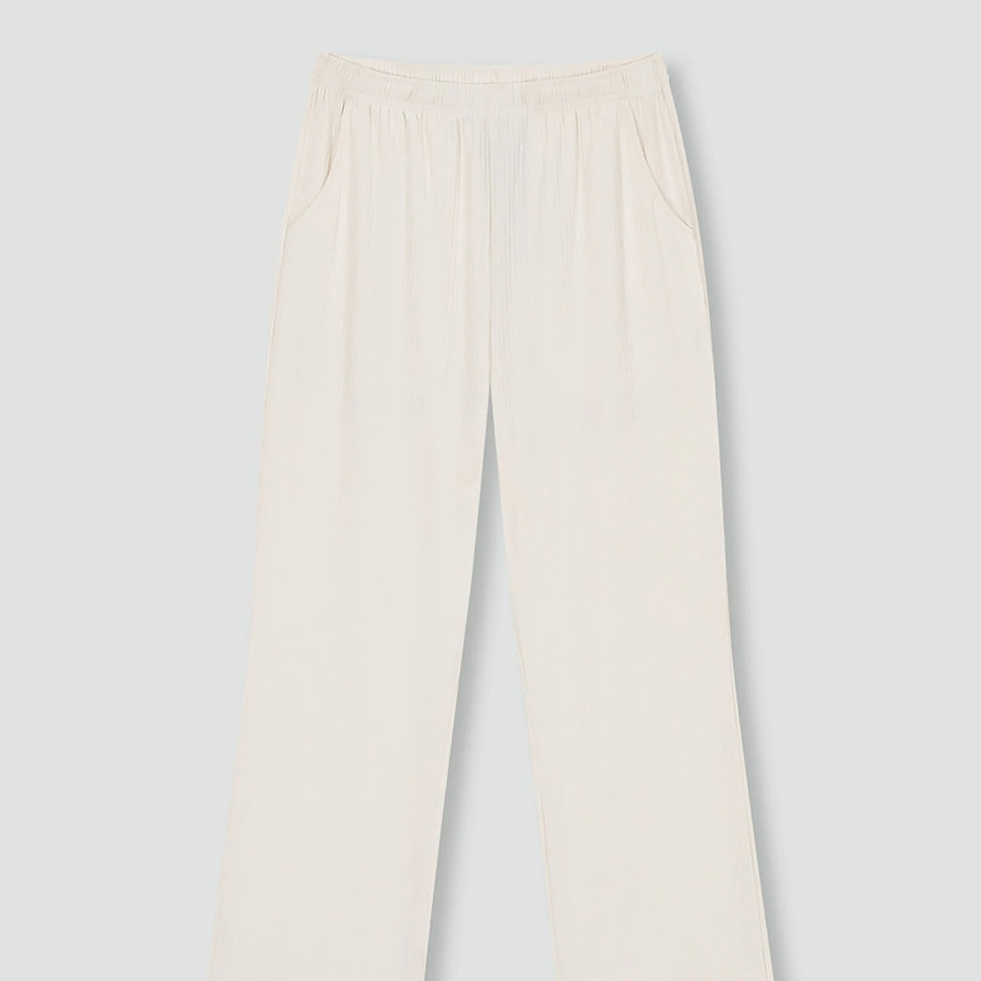 JAJU Soft Rib Bootcut Lounge Pants (Ivory) — светлый комфорт и мягкий силуэт для домашнего гардероба