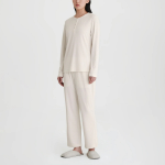 JAJU Soft Rib Bootcut Lounge Pants (Ivory) — светлый комфорт и мягкий силуэт для домашнего гардероба