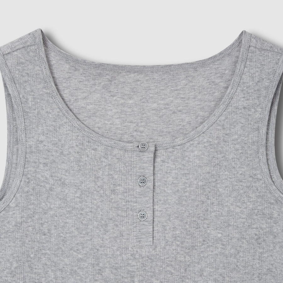 JAJU Pointelle Sleeveless Lounge T-Shirt (Melange Grey) — лёгкость и стиль для домашнего комфорта