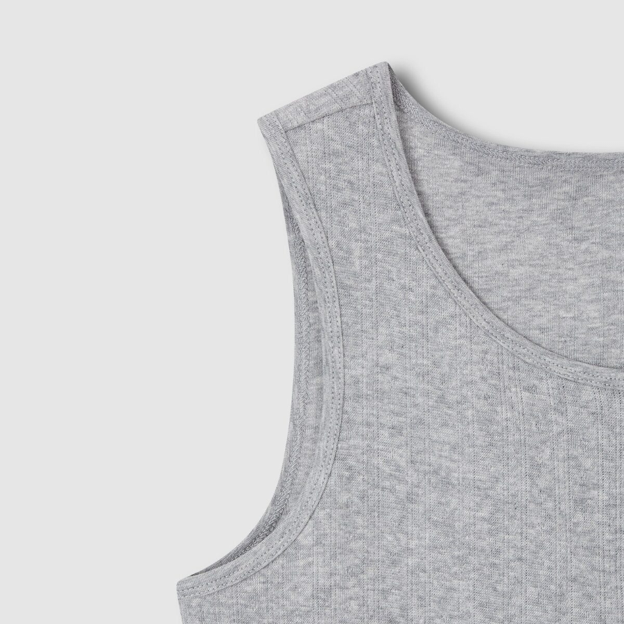 JAJU Pointelle Sleeveless Lounge T-Shirt (Melange Grey) — лёгкость и стиль для домашнего комфорта