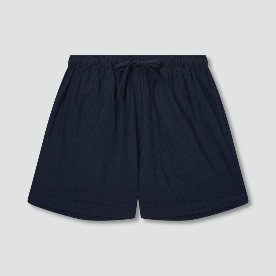 JAJU Seersucker V-Neck 3-Length Pajama Set (Navy) — лёгкость и комфорт для тёплых дней