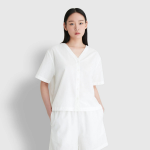 JAJU Seersucker V-Neck 3-Length Pajama Set (White) — лёгкость и свежесть для комфортного отдыха