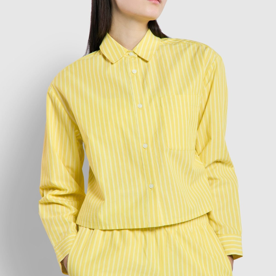 JAJU Cotton Crop Lounge Shirt (Yellow) — яркий акцент и комфортный крой для домашнего уюта