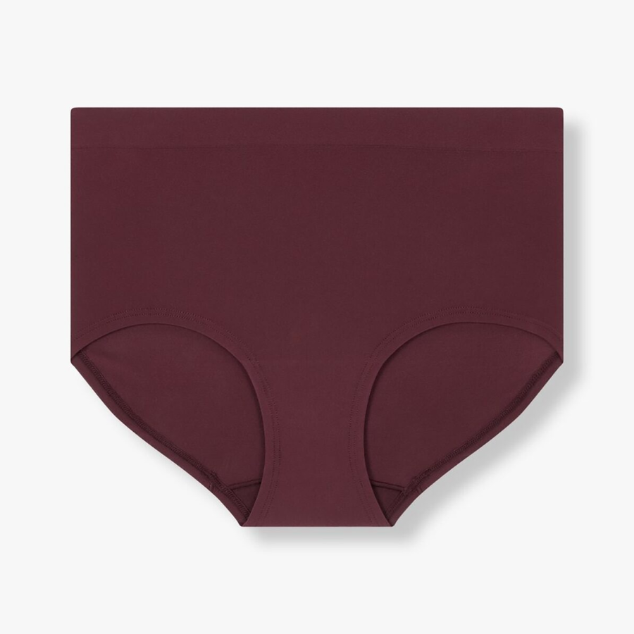 JAJU 720-Degree Stretch Seamless High-Rise Panty (Burgundy) — бесшовный комфорт и элегантный оттенок