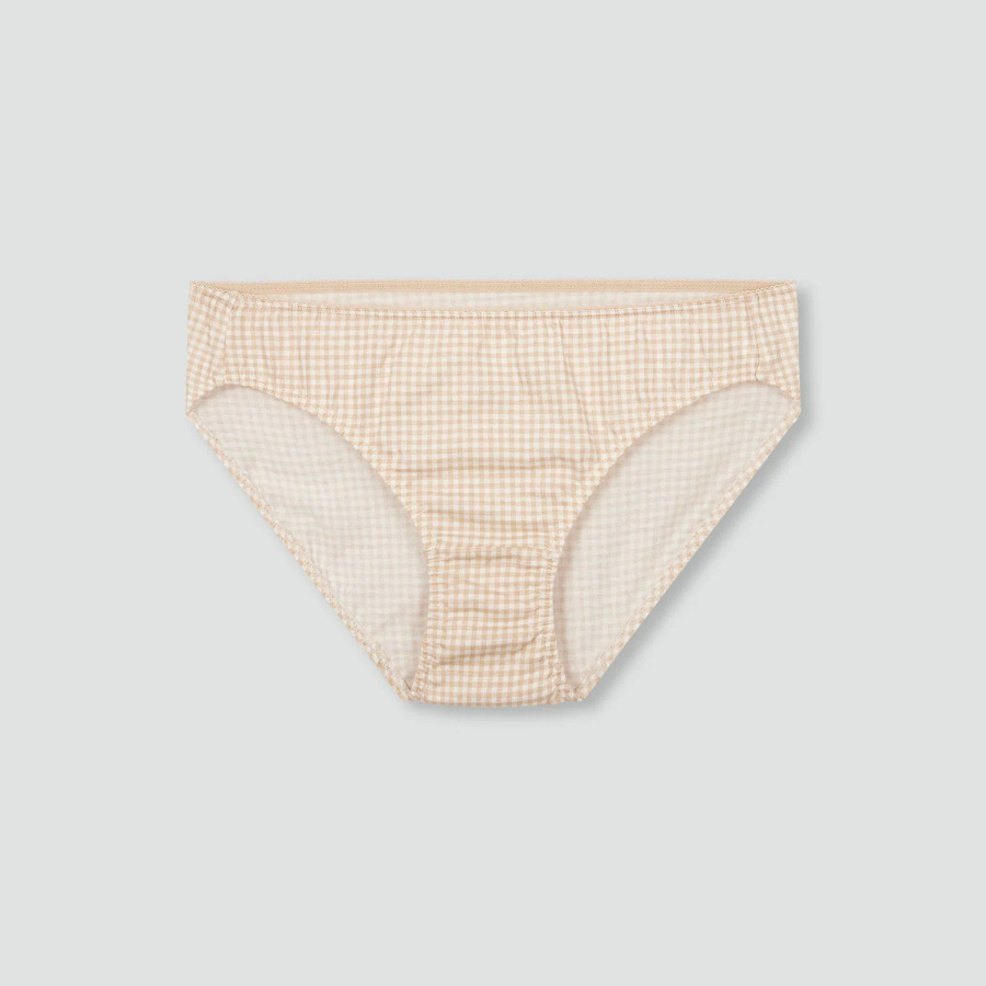 JAJU Cotton Check Hiphugger Panty 3-Pack (Light Beige) — мягкость хлопка и удобная посадка каждый день