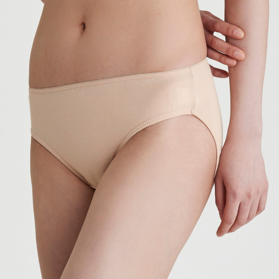JAJU Cotton Check Hiphugger Panty 3-Pack (Light Beige) — мягкость хлопка и удобная посадка каждый день