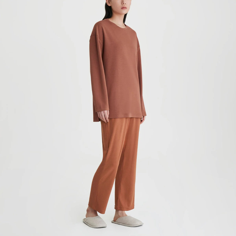 JAJU Soft Rib Bootcut Lounge Pants (Brick) — комфорт и стиль в расслабленном образе