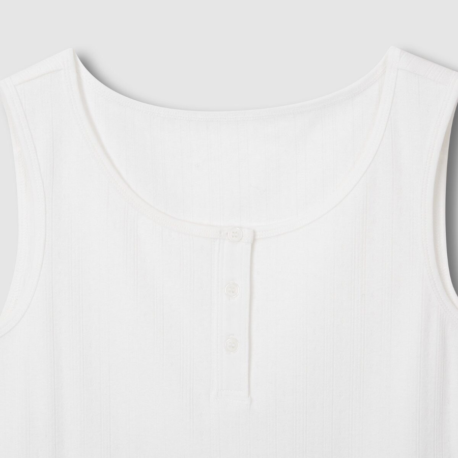 JAJU Pointelle Sleeveless Lounge T-Shirt (White) — лёгкость, мягкость и женственность для домашнего уюта