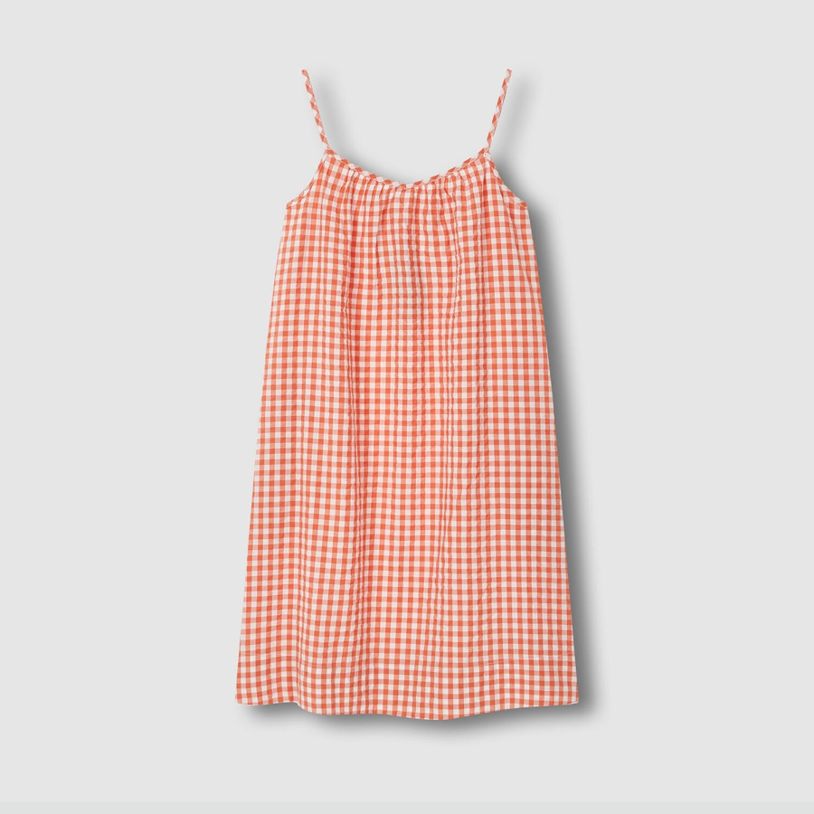 JAJU Cotton Seersucker Sleeveless Pajama Dress (Light Orange) — лёгкость и прохлада для летних ночей