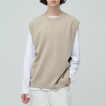 Lambswool Crew Neck Knit Vest – Beige