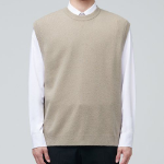 Lambswool Crew Neck Knit Vest – Beige