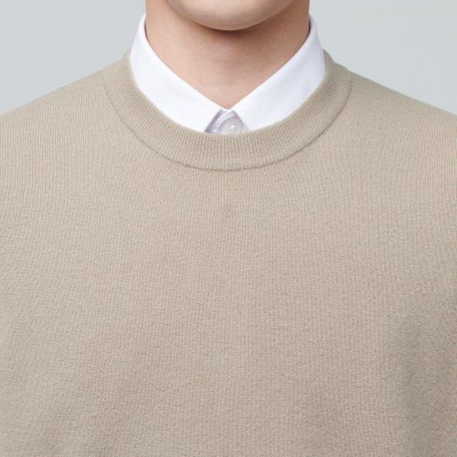 Lambswool Crew Neck Knit Vest – Beige