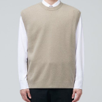 Lambswool Crew Neck Knit Vest [Beige]