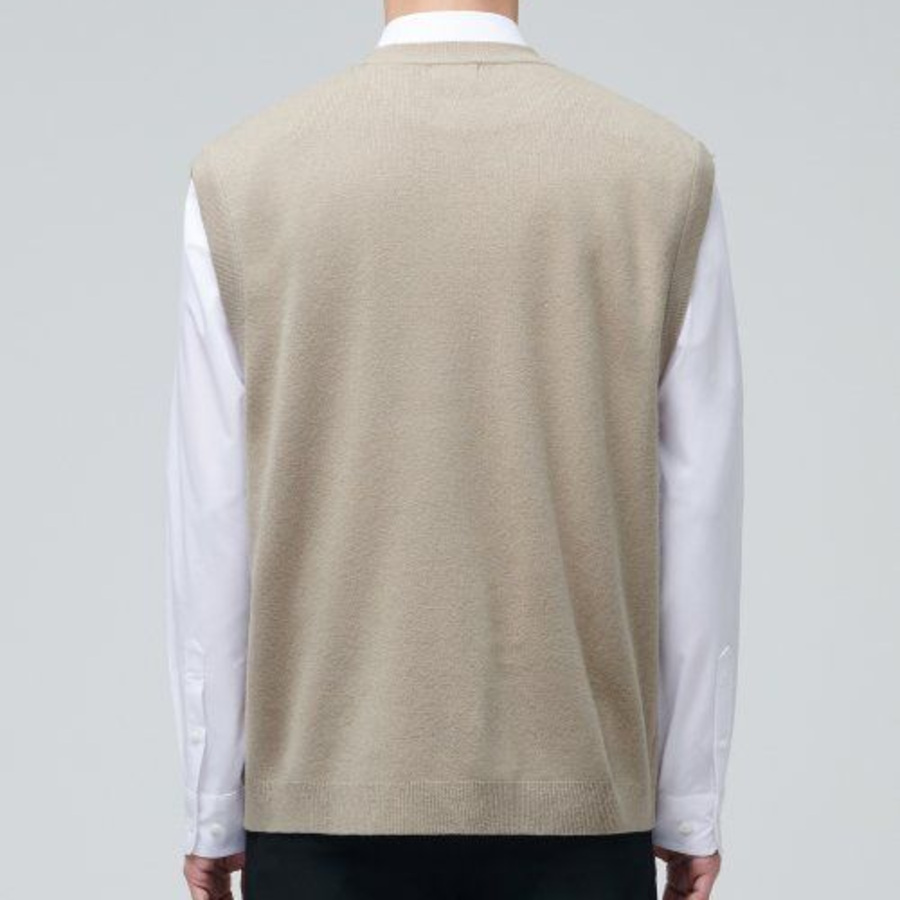 Lambswool Crew Neck Knit Vest [Beige]