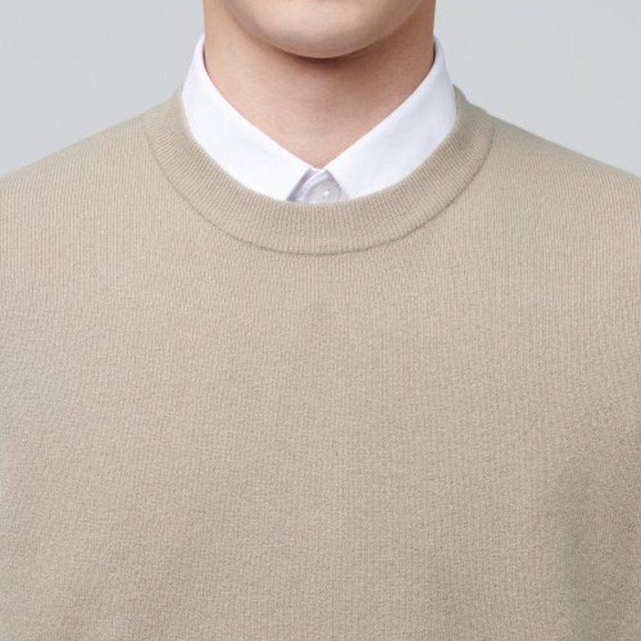 Lambswool Crew Neck Knit Vest [Beige]