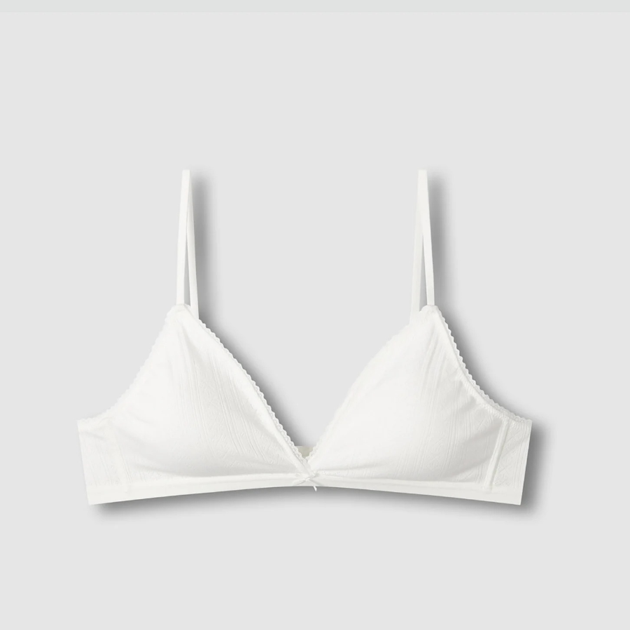 JAJU Cotton Pointelle Bralette (White) — мягкость и естественность каждый день