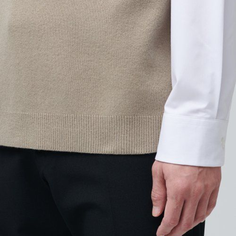 Lambswool Crew Neck Knit Vest [Beige]